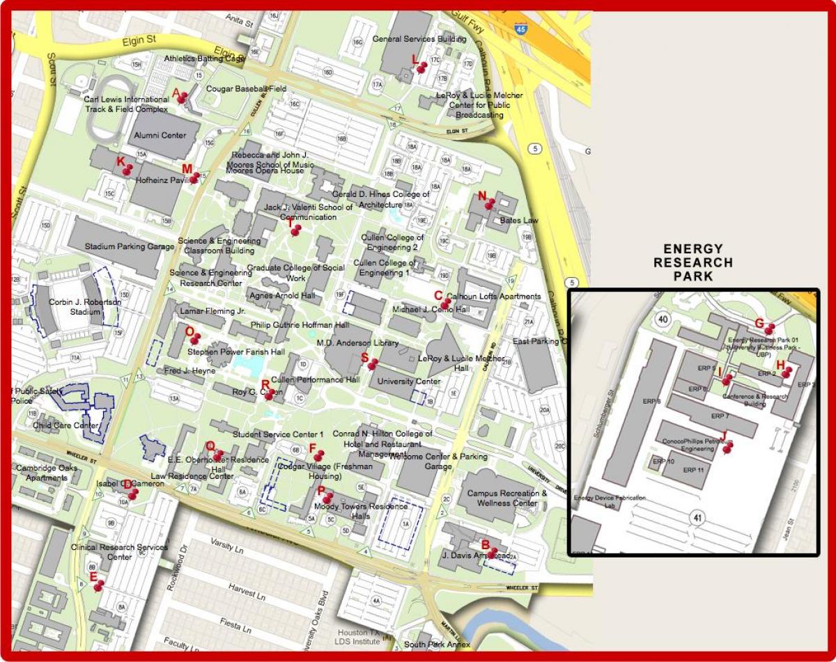 χάρτης του πανεπιστημίου του Χιούστον