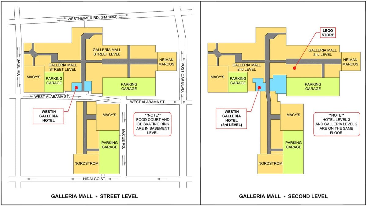 Houston Galleria mall χάρτης