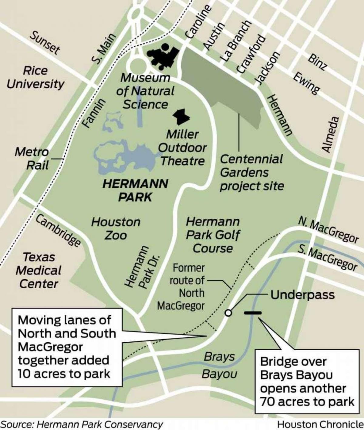 χάρτης του Hermann park