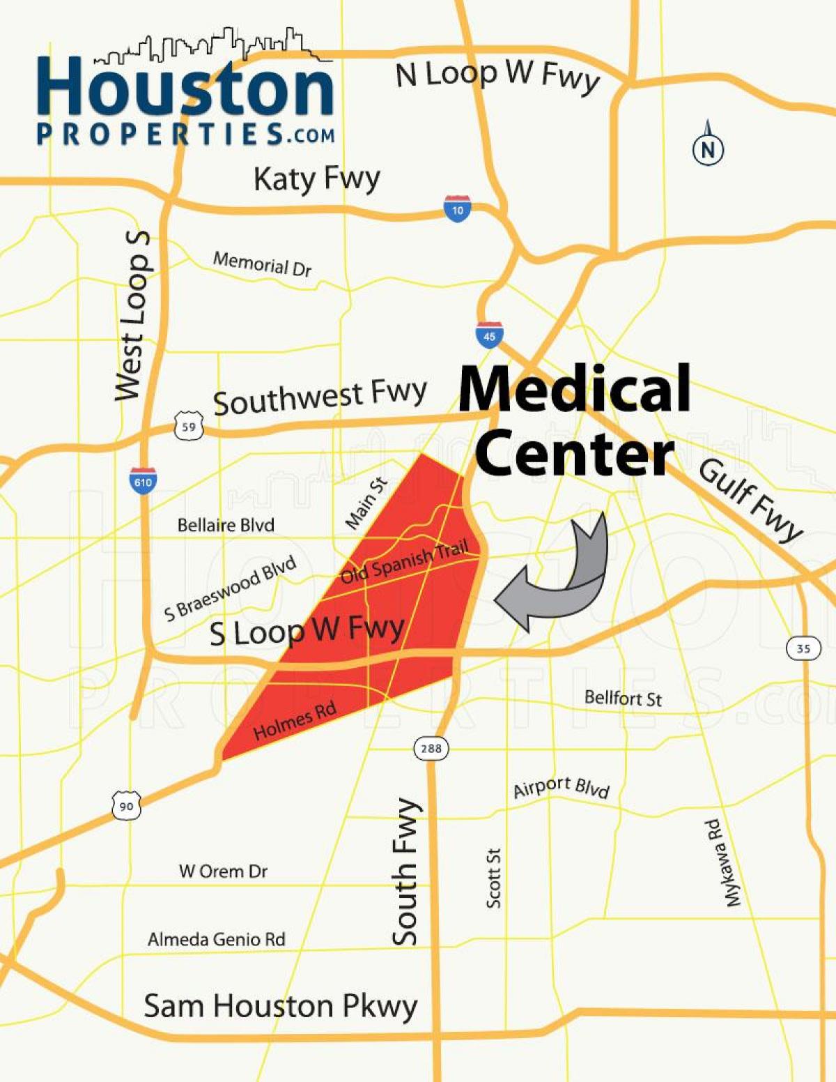 χάρτης της Houston medical center