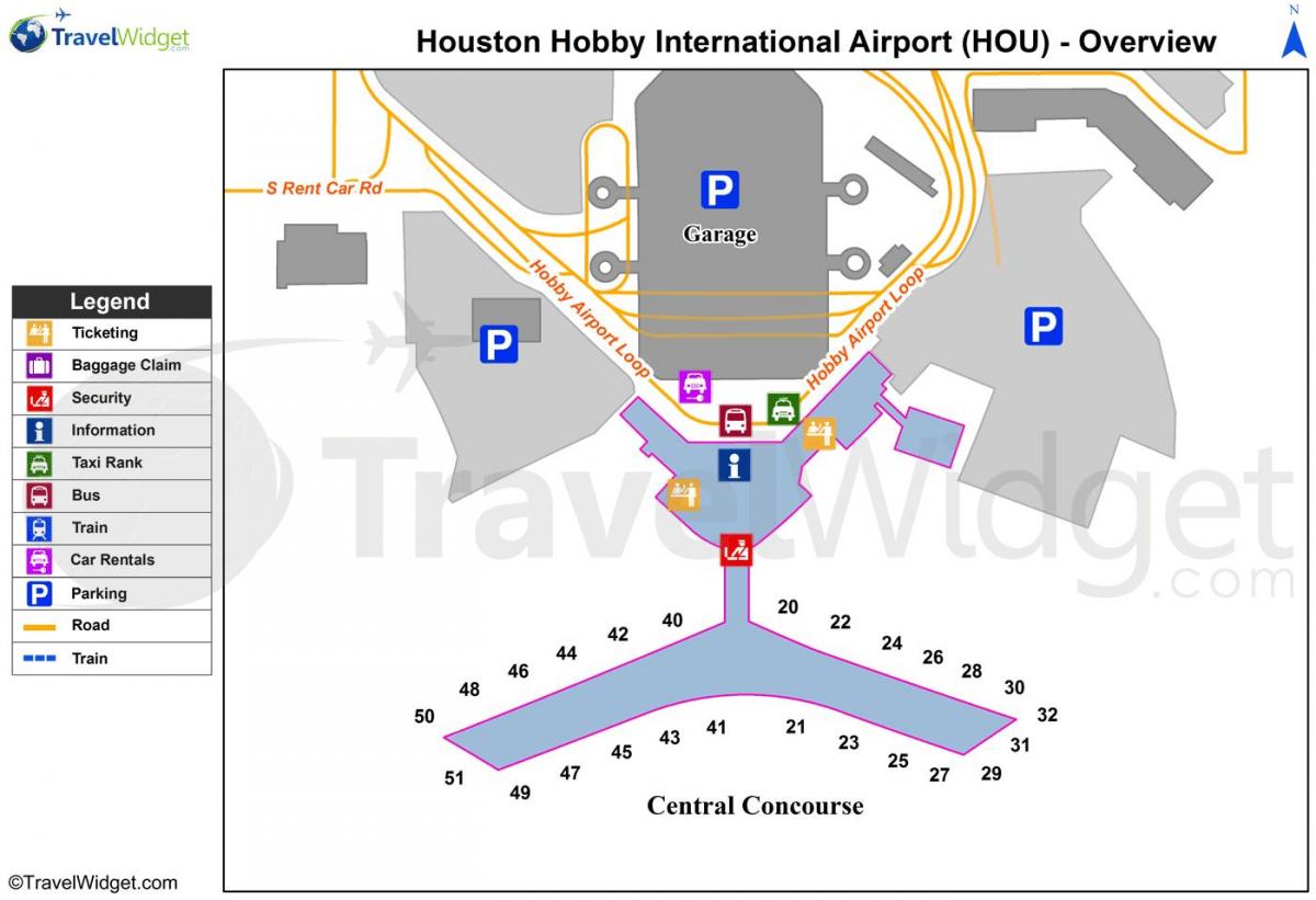 χάρτης του Χιούστον αεροδρόμιο