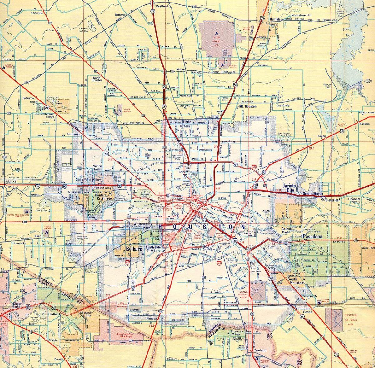 χάρτης του Χιούστον αυτοκινητόδρομους