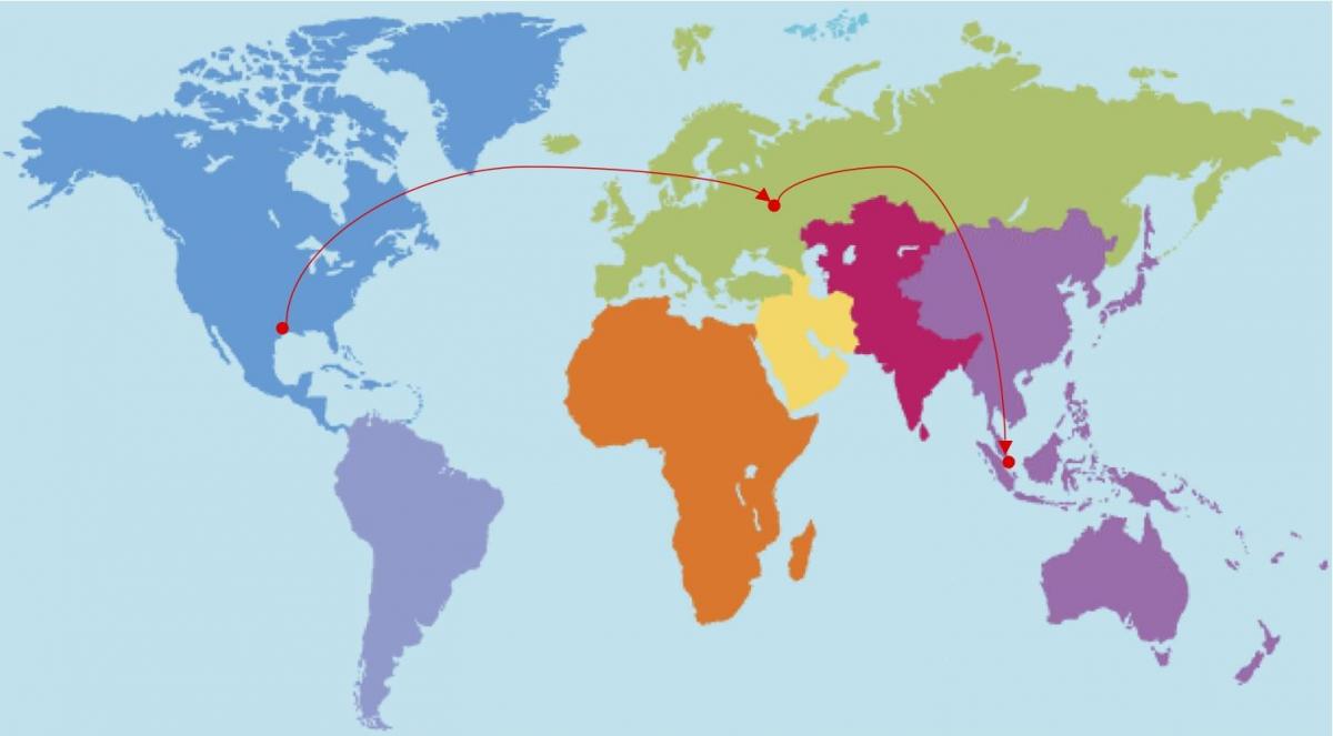 Χιούστον στον παγκόσμιο χάρτη