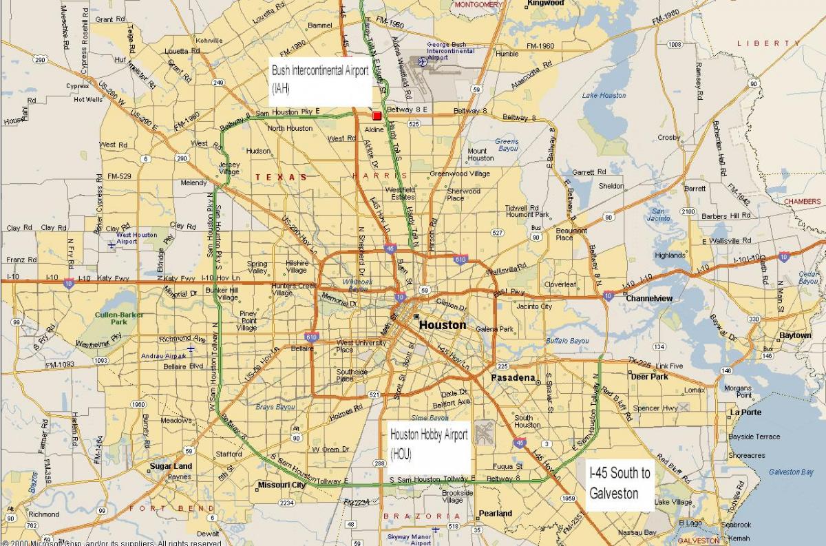 χάρτης του Χιούστον περιοχή του μετρό